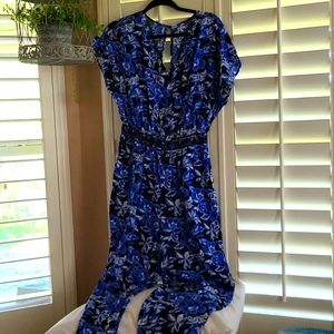 Old Navy, Size Small, Blue/Black Flower Jumpsuit